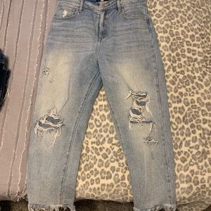 destressed mom jeans with holes